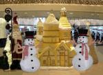 Christmas decorations illuminated snowman Santa Claus Hotel shopping mall layout