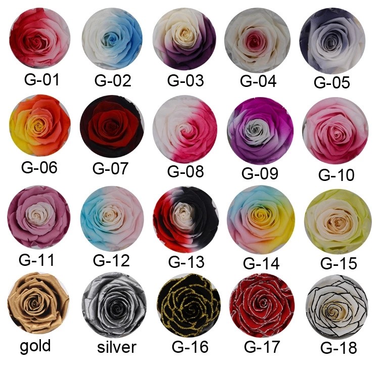 Wholesale Business Preserved eternal roses Square Boxes 9pcs Roses Inside Black Boxes Flower