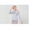 Buy cheap Lightweight Grey Womens Pyjama Sets Round Neck Long Sleeve Top / Printed Long Pants from wholesalers