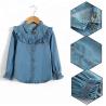 Buy cheap 100% Cotton Children Slim Fit Long Ruffles Sleeve Denim Tops With Wood Button Closure from wholesalers