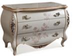 French Classical White Dresser With Mirror / Three Drawers Full Solid Wood
