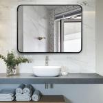 Rectangle Aluminum Framed LED Bathroom Mirrors Metal Matt Gold Color