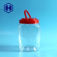 Buy cheap 2250ml Square Large Mouth Plastic Pickle Jars With Handle PET Packing product