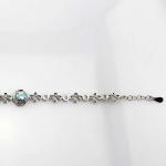 925 Silver 5x7mm Created Blue Topaz Cubic Zircon Link Tennis Bracelet (H11)
