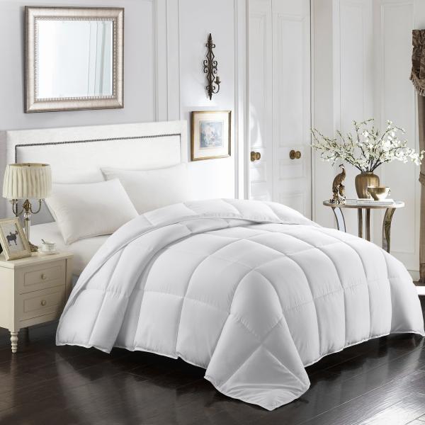 Buy cheap White Polyester Stitched Bedding Set Microfiber Comforter All Season Lightweight Box from wholesalers