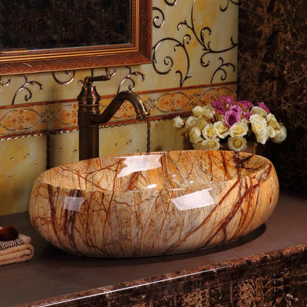 Luxury Sanitary Ware Vintage Elegant Colorful Countertop Bathroom Sink Marble