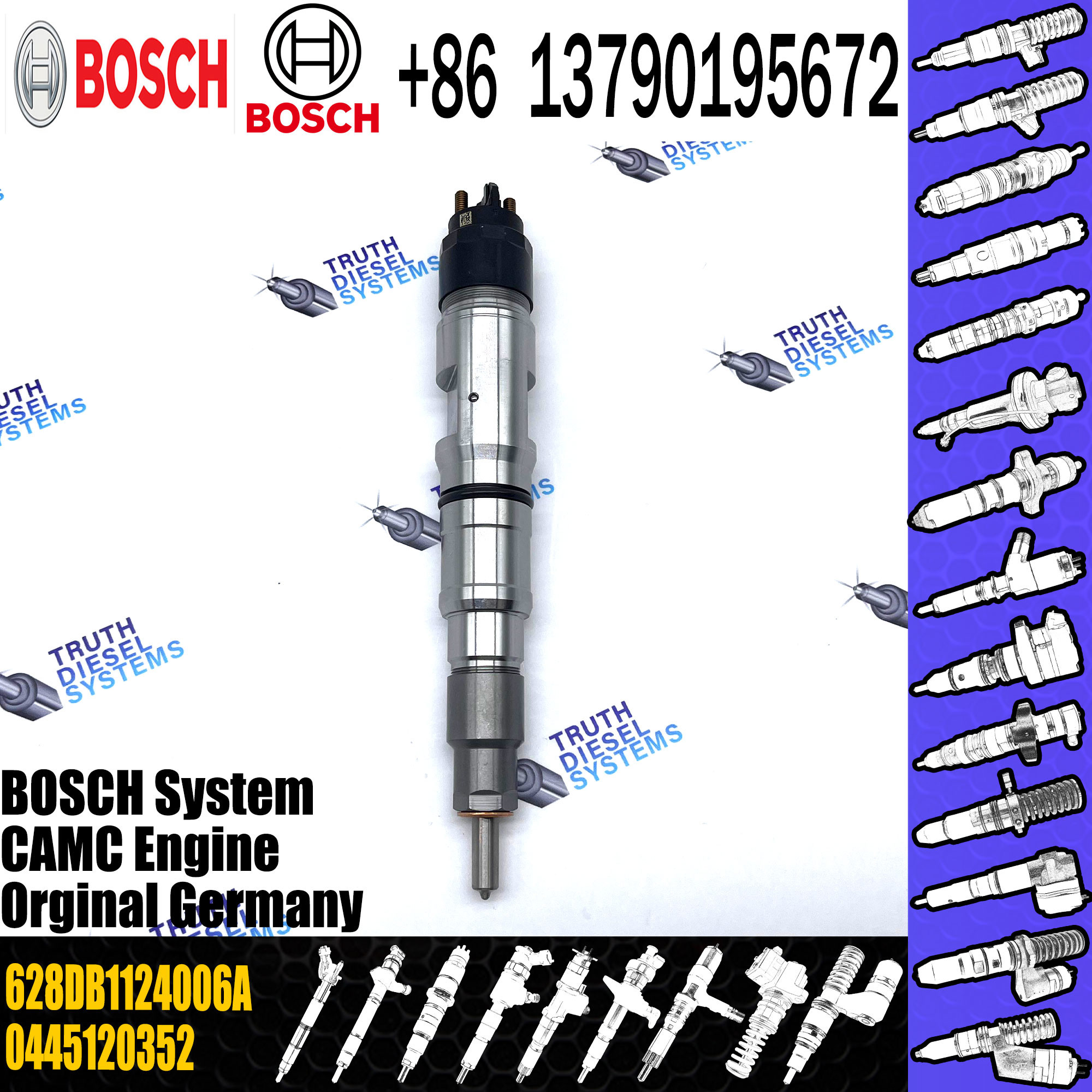 common rail injector 0445120252 5263315 for Cummins industrial engines diesel fuel injector 4981126 0445120252