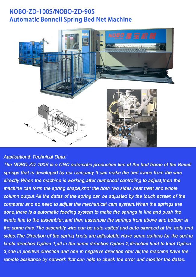 Automatic Mattress Bonnell Spring Machine Capacity 60 - 90 Sheets / 8 H