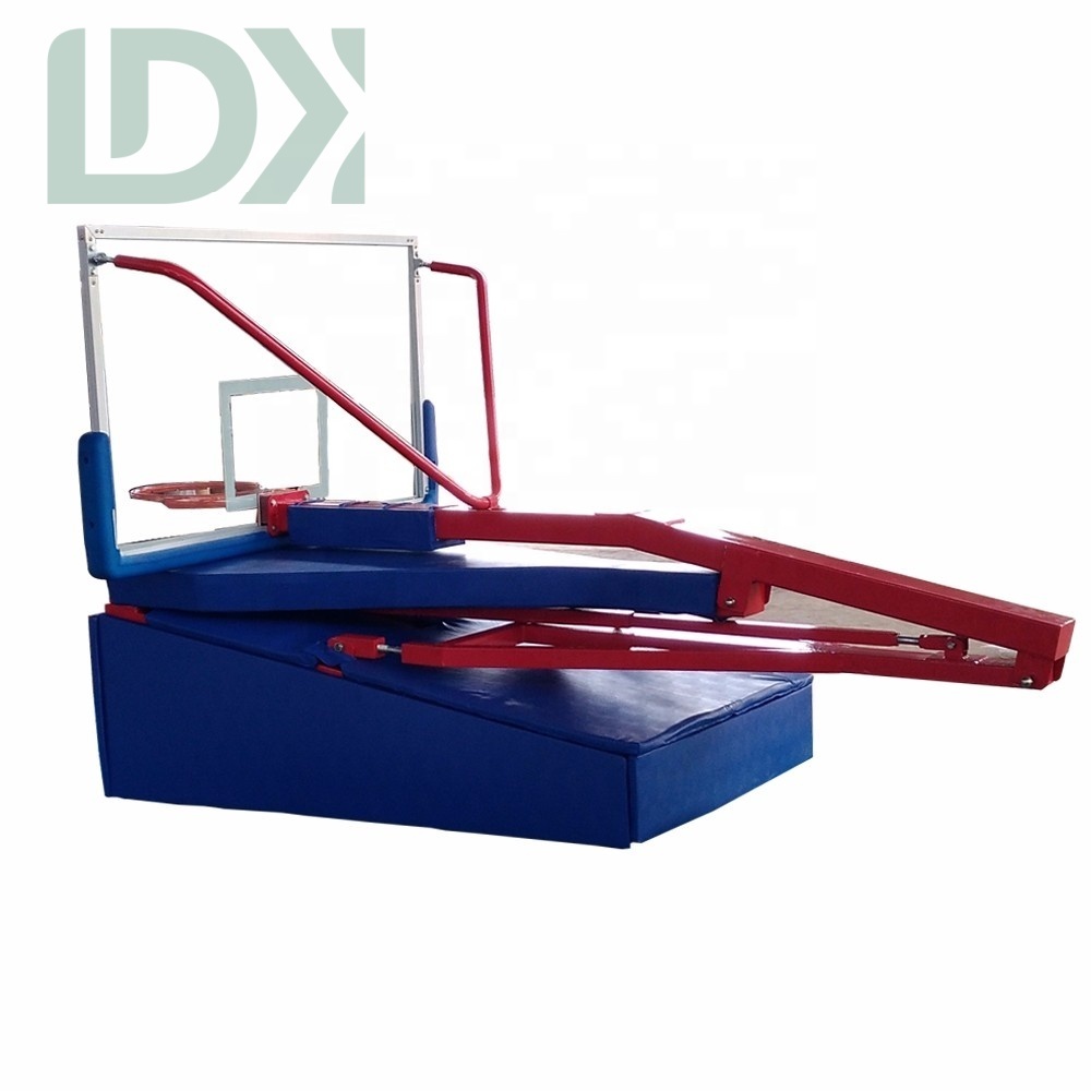 Foldable Basketball Stand With Glass Backboard Portable Basketball Hoop Adjustable