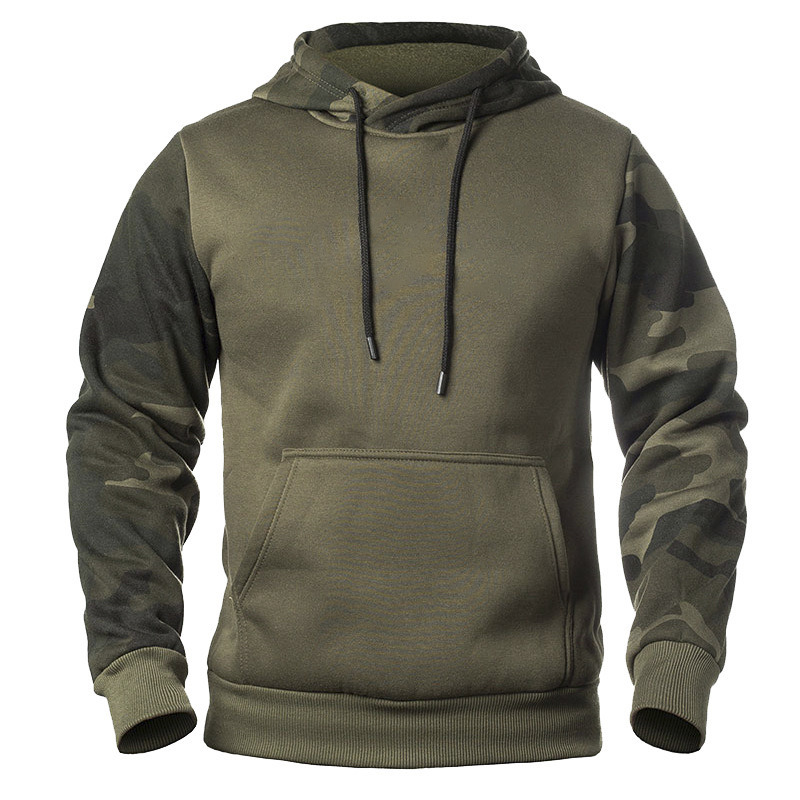 Autumn and Winter Camouflage Hoodie Men&prime;s Long-Sleeved Hooded Coat Heat Transfer Print Grab Sweater Hoodie