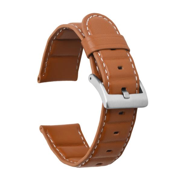 Buy cheap Flexible 24mm Genuine Leather Watch Strap Bands Stainless Steel Buckle from wholesalers