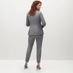 Textured Gray Formal Stylish Womens Suits Two Piece Pants Set Formal