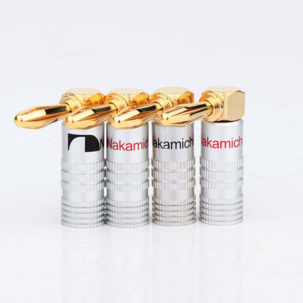Buy cheap Right Angle 4mm Nakamichi Banana Plugs Aluminum Shell 24K Gold Plated from wholesalers