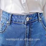 Embroidered Women Denim Wide Leg Pants , Girls Loose Fit Jeans Breathable