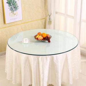 China Rectangle Tempered Glass Dining Table Top Clear Round Table Top Glass on sale