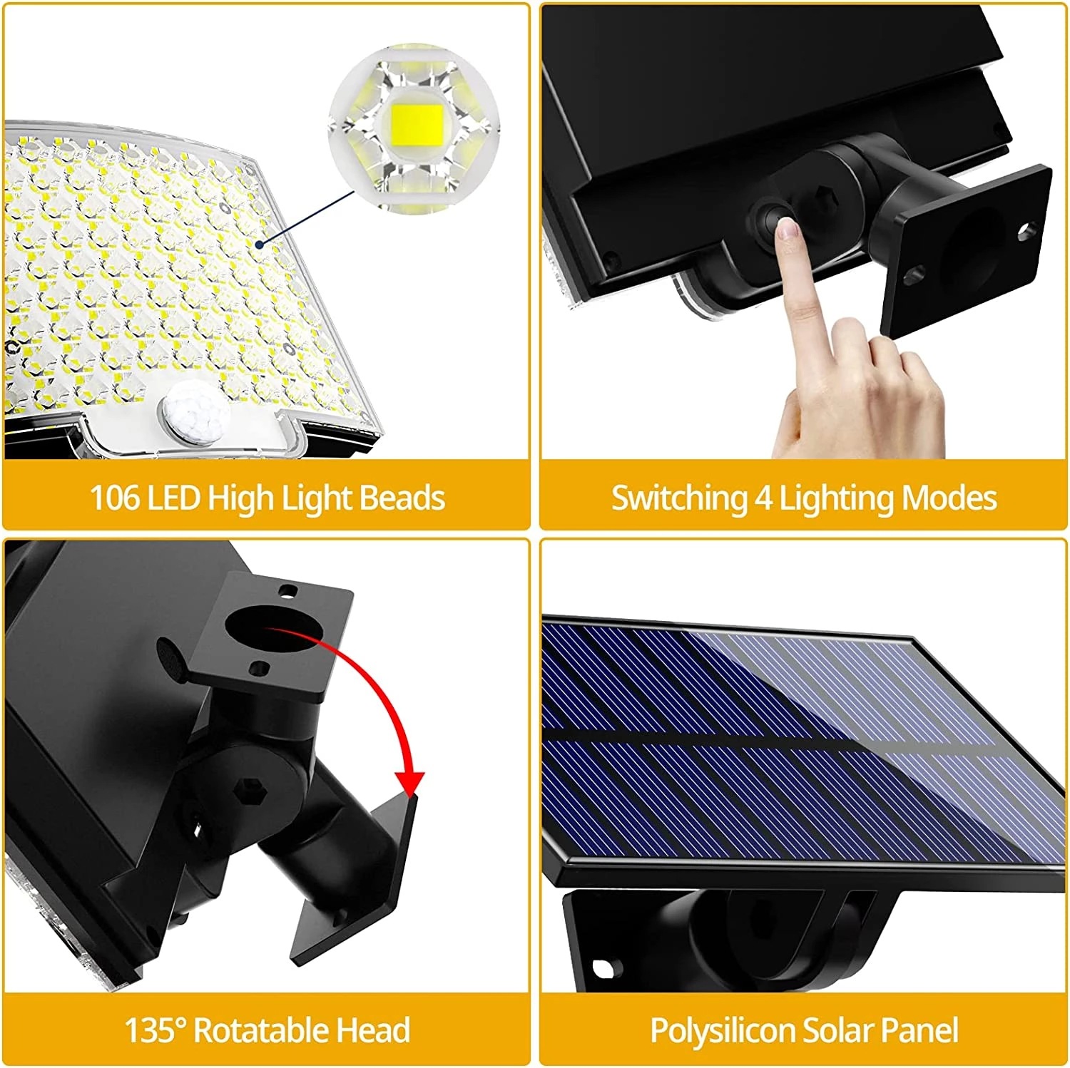 128 LED Solar Flood Light Motion Sensor Wall Mounted Sunlight Power IP65