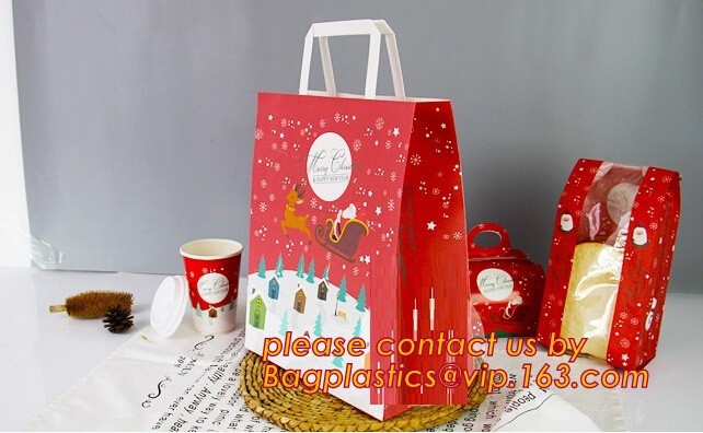 Print your own logo,fabric handles,side gusset,Custom size bottom brown grease proof burger bread paper bag, bagplastics
