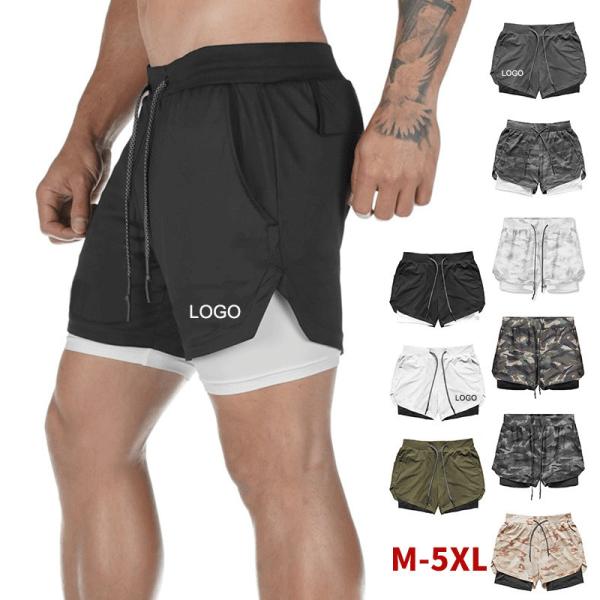 Buy cheap Custom Logo Double Layers Fitness Sportswear Mens Workout Compression Running Gym Shorts from wholesalers