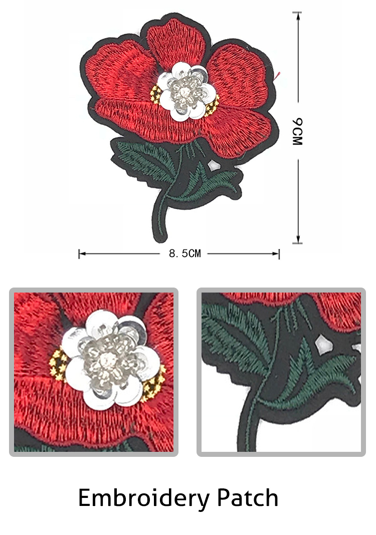 3D Rose Kids Sew On Patches Sequin Material Various Color Any Style Available