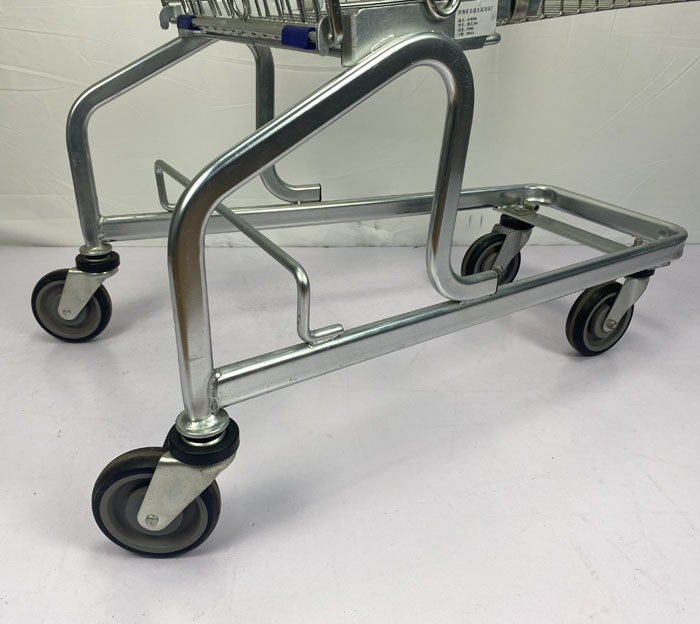 German Style 150L Large Capacity Grocery One-Stop Shopping Supermarket Steel Trolley PU Wheels With Blue Plastic Parts