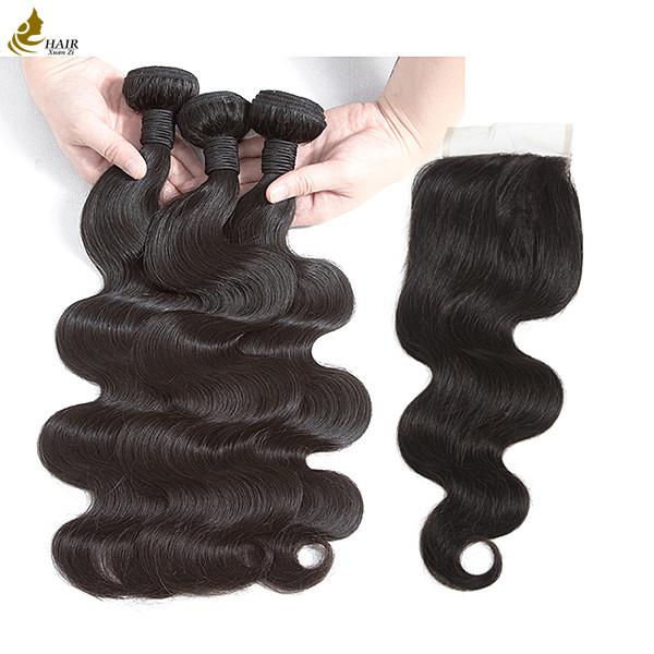 Buy cheap 9A Indian Virgin Human Hair Weft Bundles With Closure OEM from wholesalers