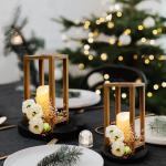 Wooden Candle Holder Farmhouse Home Candle Lantern Decor Outdoor Wood Shelf