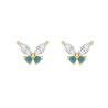 Buy cheap 18K Gold Marquise Cut Turquoise CZ 925 Sterling Silver Butterfly Stud Earrings for Women from wholesalers