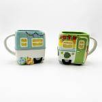 16oz Personalized Present Kids Folk Art ceramic Material Coffee Mug Bus Cartoon