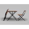 Buy cheap One Table And Two Chairs Set Outdoor Garden Wood Top Metal Frame Folding from wholesalers