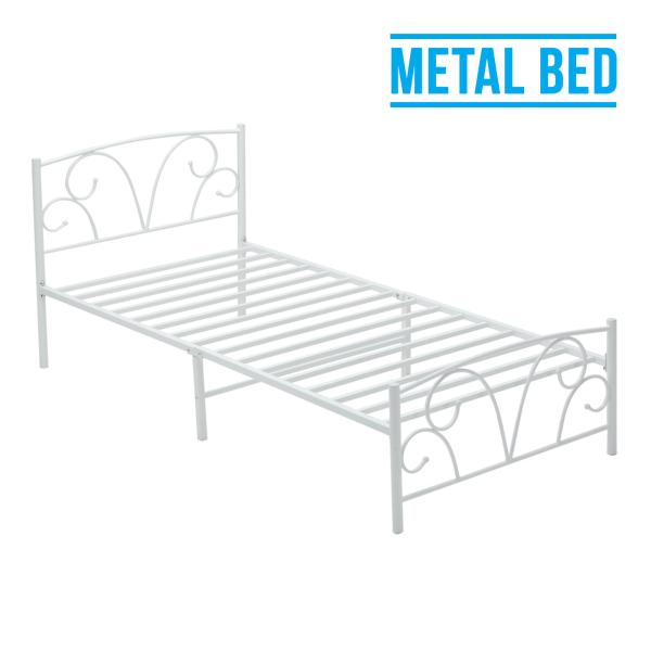 Buy cheap White Single Wrought Iron Platform Bed Electrostatic Powder Coating 15.3kg from wholesalers
