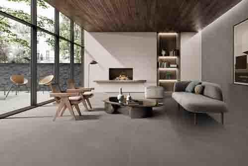 Soft Skin Glazed Micro-Cement Silent Style Ceramic Tile 750*1500mm For Living