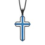 Blue and Rose Gold Metal Prayer Choker for Men Stainless Steel Link Chain