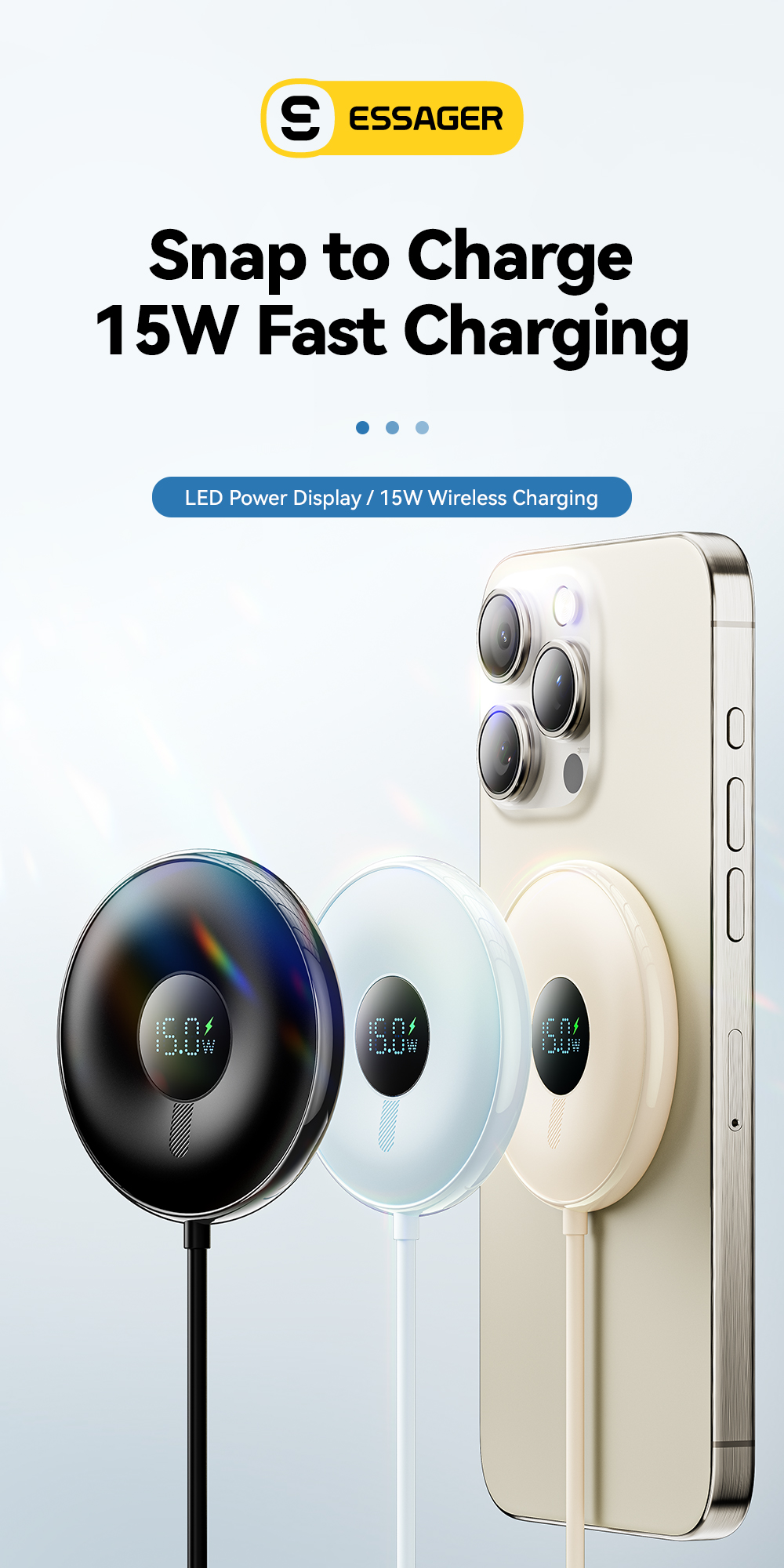 Digital Display Wireless Phone Charger OLP 15W ES-WC10 Series