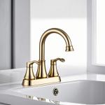 Buy cheap Gold Stainless Steel Polished Nickel Faucet 3 Hole Mounted Hot And Cold from wholesalers