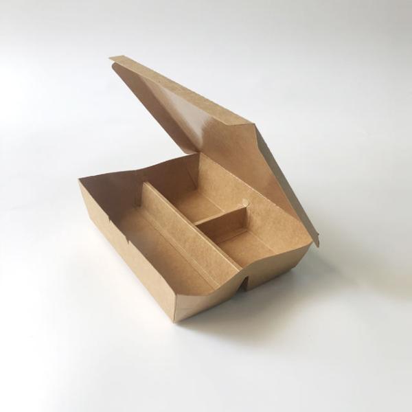 Buy cheap Disposable Kraft Paper Box Takeaway Food Container 3 Compartment Paper Food Packaging from wholesalers
