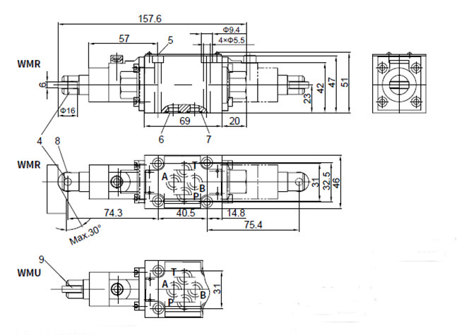 Four Way Two Way Hydraulic Control Valve For Log Splitter , Manual Hand Operated Directional Control Valve