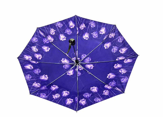 Silk Screen Printing Fold Away Umbrella , Lightweight Folding Umbrella