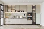 Wooden Color Combination Design U Shaped Melamine Board Modern Kitchen Cabinet