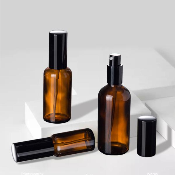 Buy cheap 30ml Brown Glass Lotion Sub Bottle Essence Liquid Oil Pressing With Anodized Aluminum Head from wholesalers