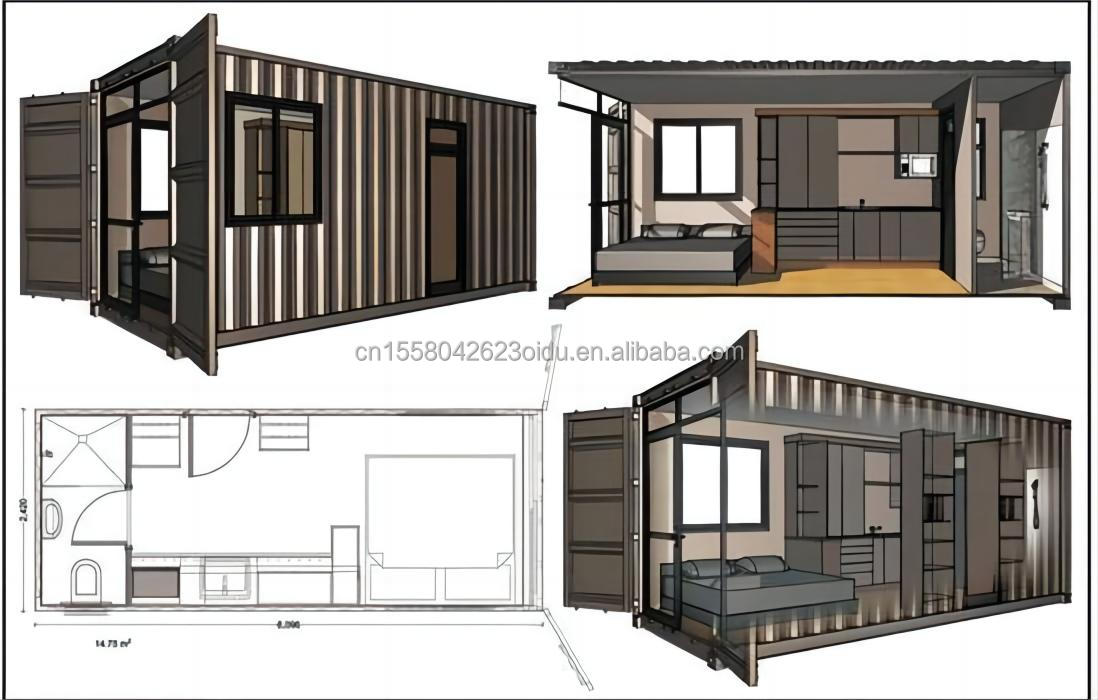 Prefabricated Folding Portable Shop Storage Office Building Shipping Container House Moving Trailers with Customized Color