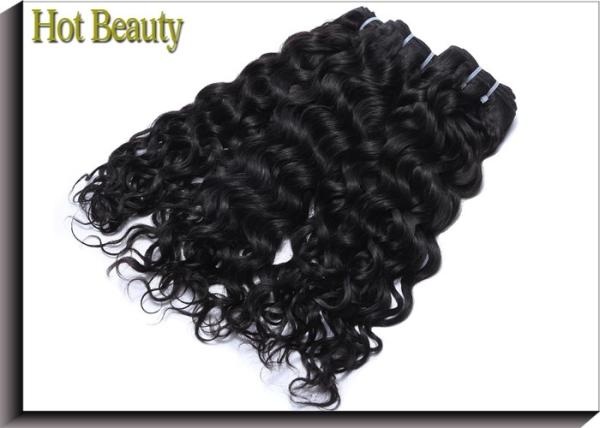 Quality Full Tightened Water Wave Virgin Human Hair Extensions Healthy Natural Black 100G for sale