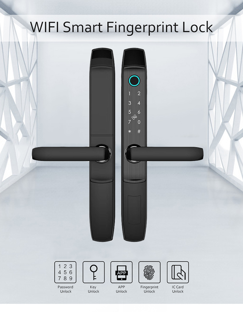 Digital Door Lock Zinc Alloy S875 Smart Fingerprint Glass Door Lock With Tuya APP