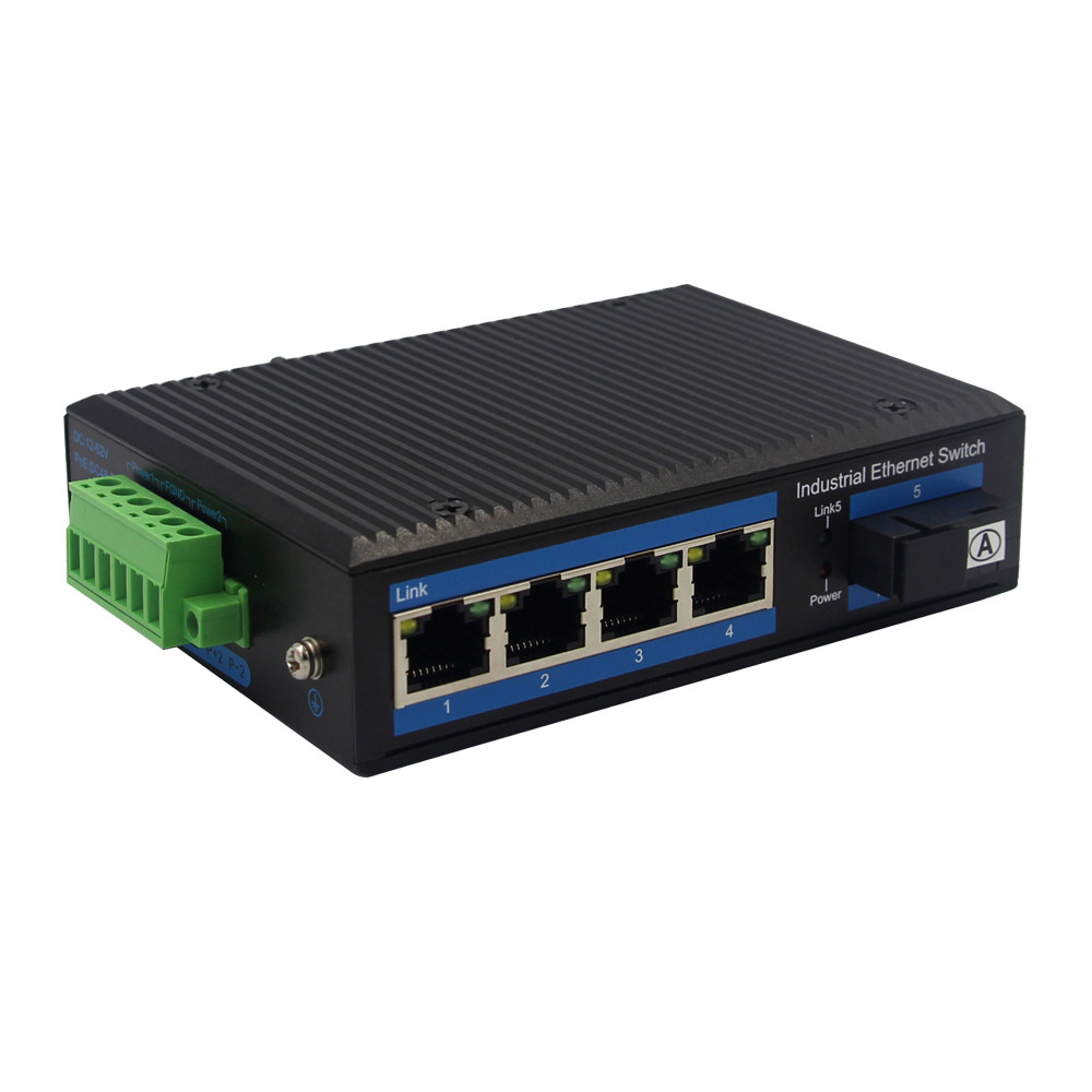 10/100/1000M 4 Ports RJ45 To Fiber Converter Simplex 1310nm / 1550nm SC Unmanaged Industrial Switch