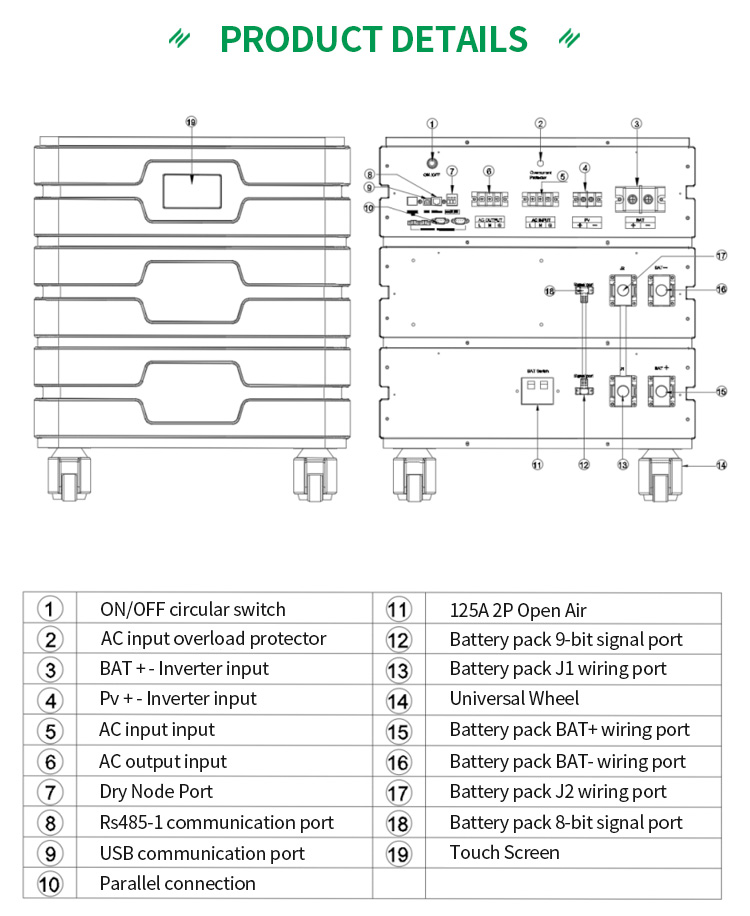 Hybrid Solar System Inverter MPPT 5kw 5000w Solar Off Grid 554.6*540*186.5 mm