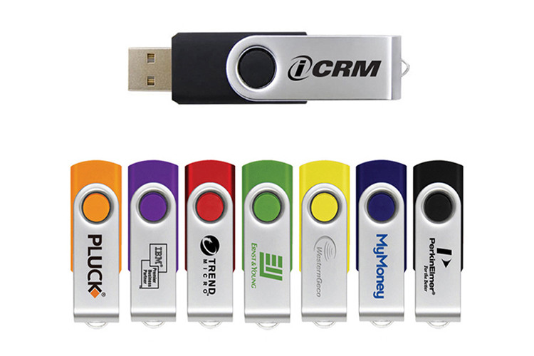 2.0 2G orange color swivel twist metal USB with customized logo and package show life brand