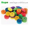 Buy cheap Natural color multi-colored colorful wooden wheels round wood blocks with holes for kids DIY material OEM OEM from wholesalers