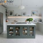 kitchen island base cabinets with Marble Stone and Modern Glass Pendant Light