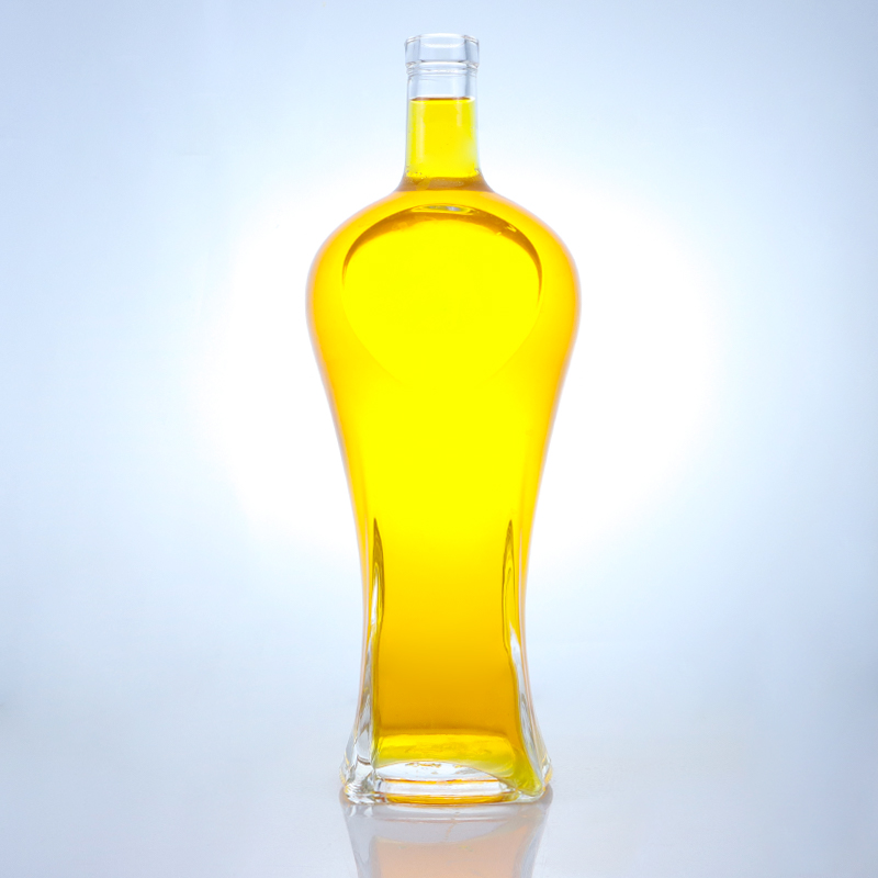 Clear or Customized Special Shape Cork Cap Spirit Glass Bottle for Whisky Vodka Tequila Gin Rum Made