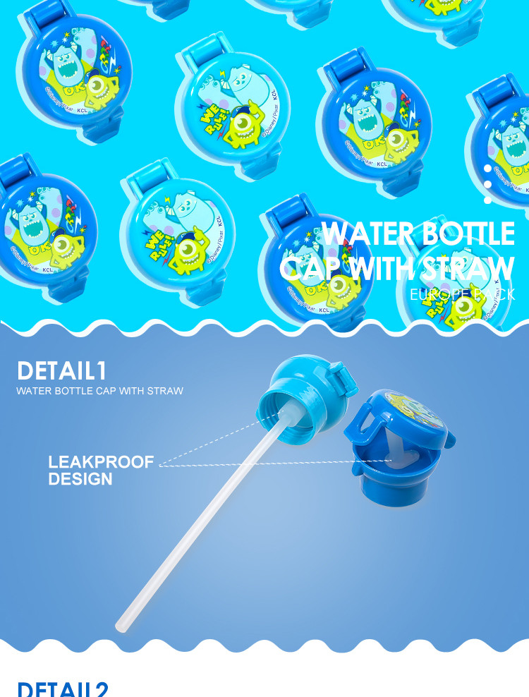 Wholesale Cartoon design child resistance cap cute plastic water bottle caps with straw
