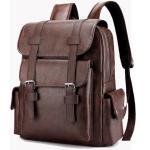 Retro PU Leather Student Laptop Schoolbag 38x12x34cm